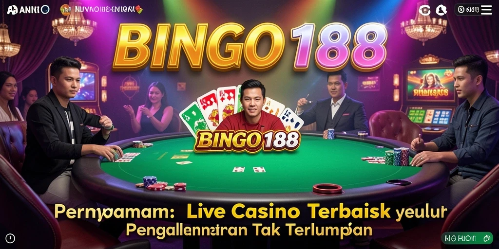 Screenshot gameplay BINGO188 menampilkan dealer langsung dan suasana kasino yang realistis.