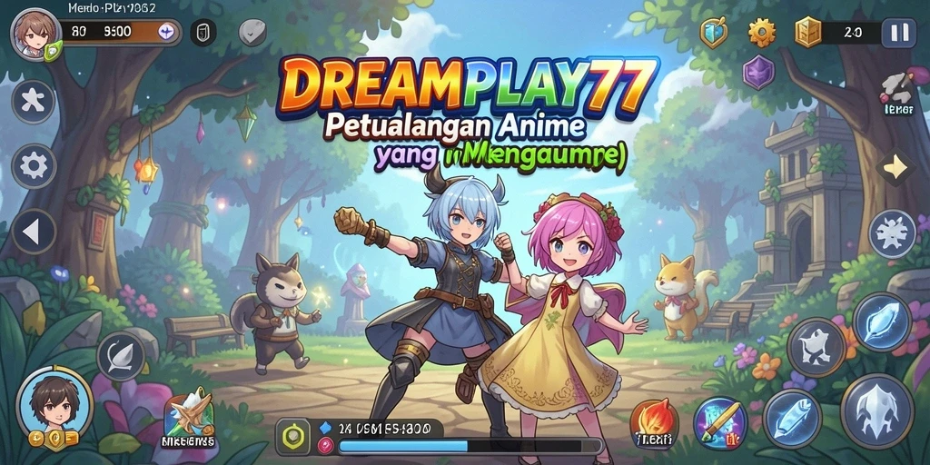 Tampilan gameplay seru dari DREAMPLAY77 dengan karakter Anime yang menarik.