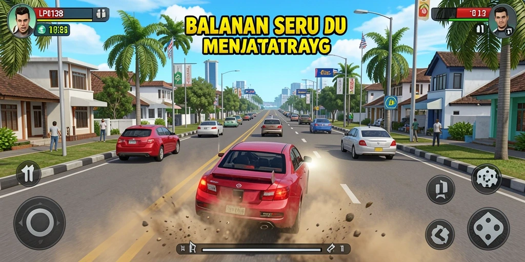 Screenshot gameplay LPO138 menampilkan balapan yang intens dan grafik luar biasa.