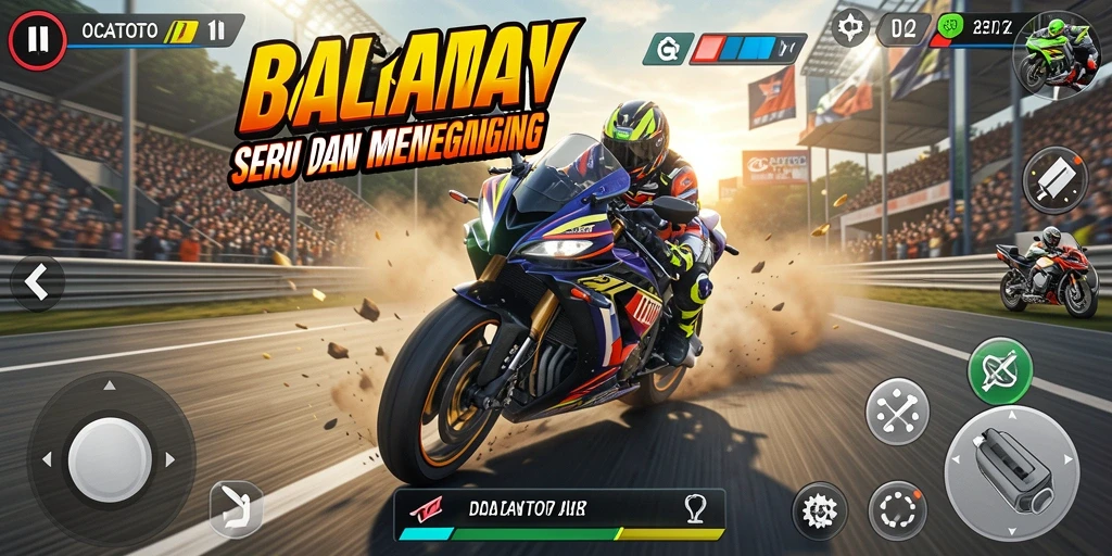 Gameplay OCATOTO yang seru dalam balapan motor.