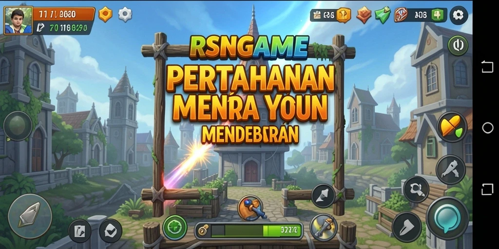 Tampilan layar permainan menara dengan aksi seru