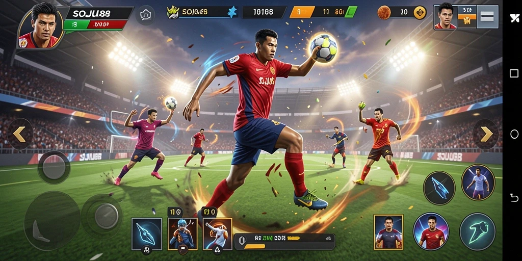 Screenshot gameplay SOJU88 yang menampilkan aksi olahraga seru.